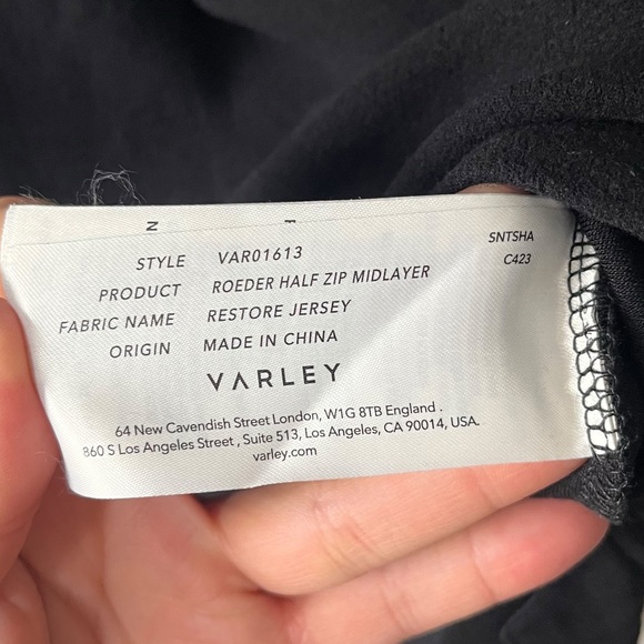 Varley Roeder Half Zip Midlayer Pullover Sweatshirt Black Size Small 1/4 Zip - Picture 14 of 16